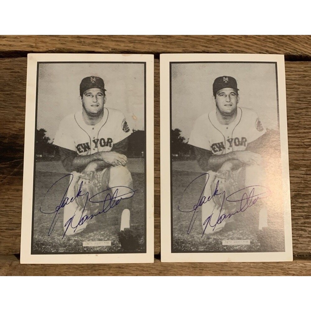 Lot of 2 MLB Jack Hamilton AUTOGRAPHED SIGNED POST CARD New York Mets